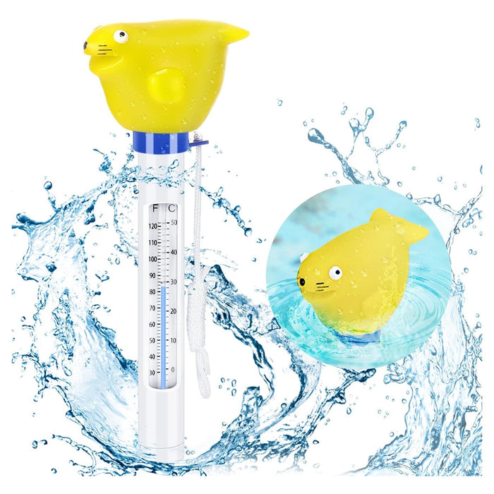 Trade Shop - Termometro Per Piscina Vasca Bambini Animaletto Galleggiante Con Cordino 21cm 016989 -