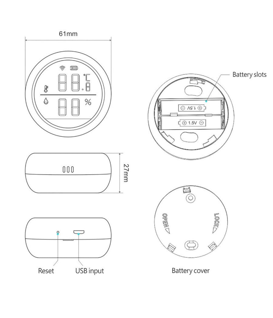 Termometro Smart Wifi Sensore Temperatura Umidita App Ifttt Smart Life Alexa Google         