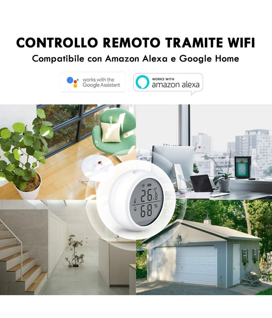 Termometro Smart Wifi Sensore Temperatura Umidita App Ifttt Smart Life Alexa Google         
