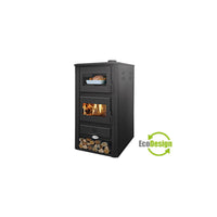 Termostufa a legna Kaicco Idro con forno antracite – 21,4 kW – K-Line – Riscaldamento e cottura per ambienti fino a 261 m³