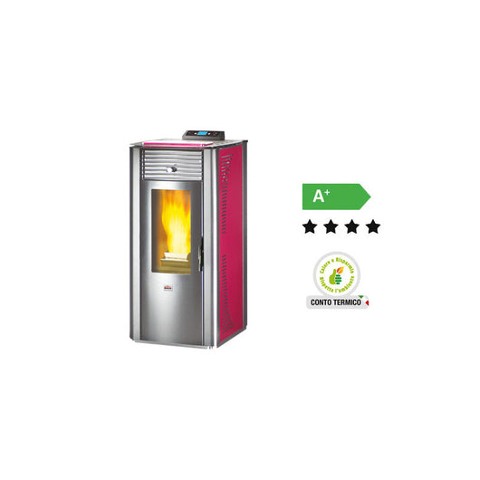 Termostufa a pellet Queen Idro 14 Bordeaux – 13,84 kW – AMG – Riscaldamento per ambienti fino a 340 m³