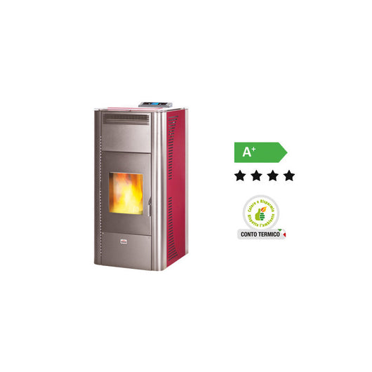 Termostufa a pellet Queen Idro 20 Bordeaux – 18,22 kW – AMG – Riscaldamento per ambienti fino a 440 m³