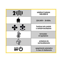 Termoventilatore Vigor, fuji ceramico, 2000 watt