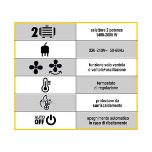 Termoventilatore Vigor, fuji ceramico, 2000 watt