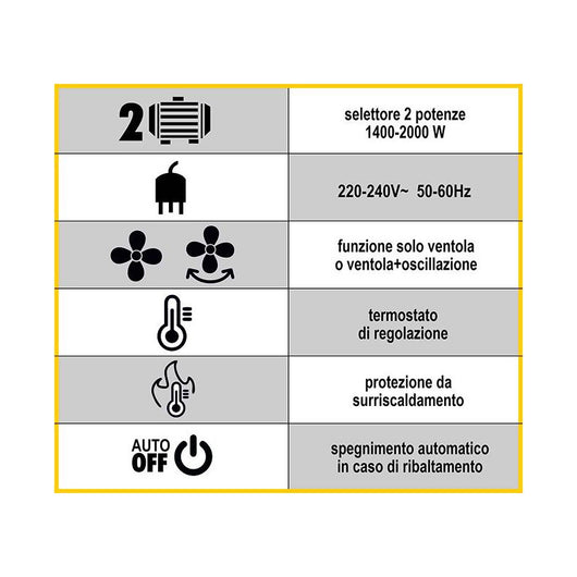 Termoventilatore Vigor, fuji ceramico, 2000 watt