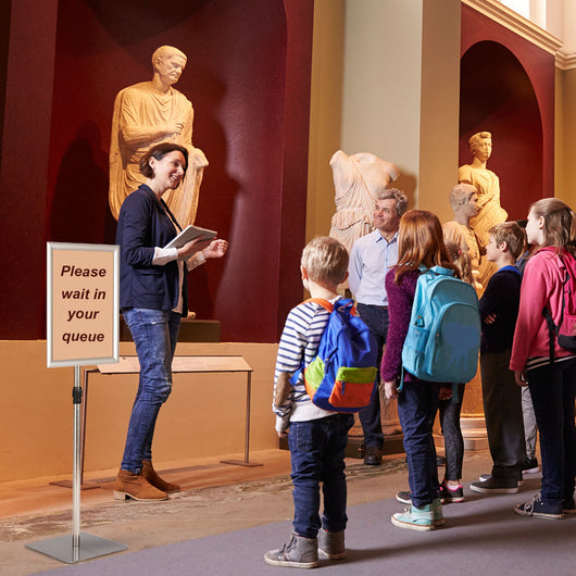 A3 Espositore da terra autoportante poster stand girevole e regolabile 78,5-123cm in metallo Argento-Espositore pubblicitario