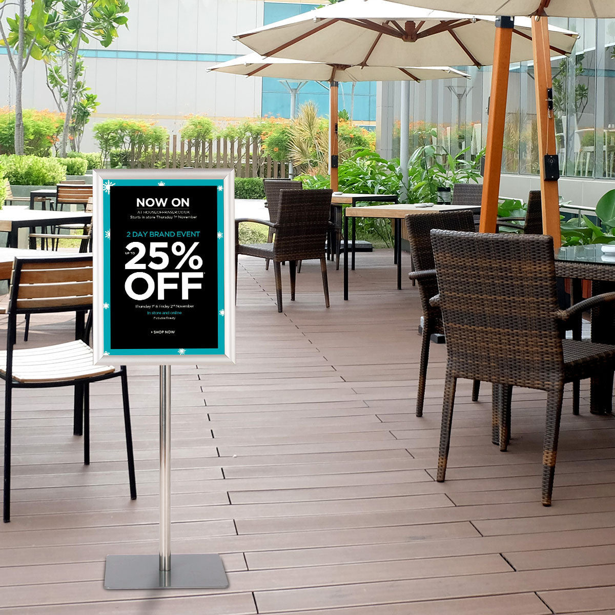 A3 Espositore da terra autoportante poster stand girevole e regolabile 78,5-123cm in metallo Argento-Espositore pubblicitario