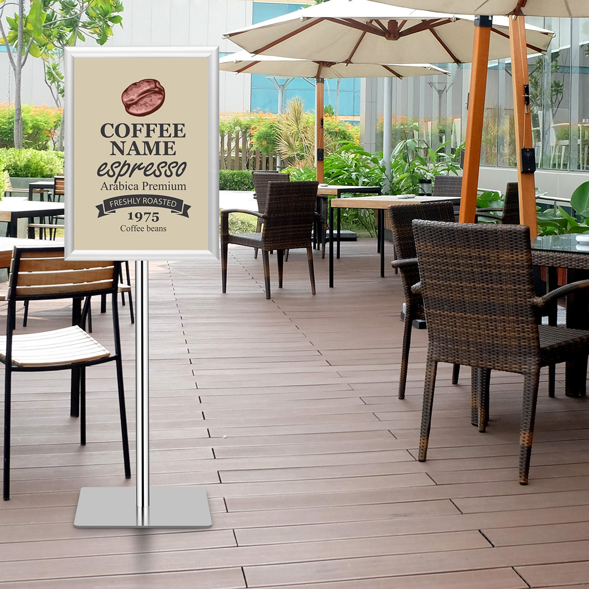 A3 Espositore da terra autoportante poster stand girevole e regolabile 78,5-123cm in metallo, Set da 2 Argento-Espositore pubblicitario