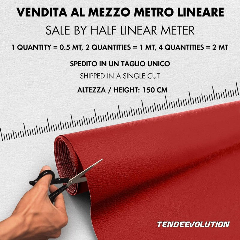Ecopelle di Alta Qualità Made in Italy, Colore Rosso 680 - Tessuto per Rivestimento e Tappezzeria - Vendita al Mezzo Metro