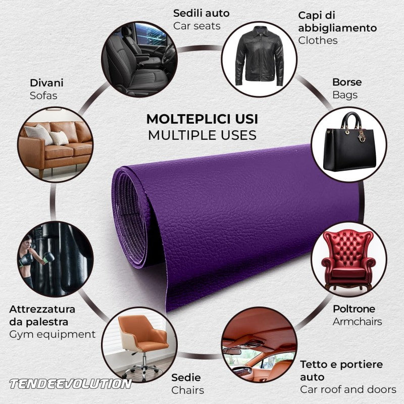 Ecopelle di Alta Qualità Made in Italy, Colore Blu scuro 4947 - Tessuto per Rivestimento e Tappezzeria - Vendita al Mezzo Metro