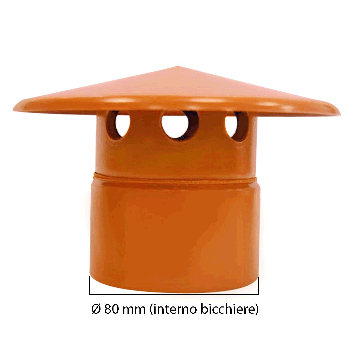 Testa esalatore  in pvc : Colore - "Tegola" - RAL 8023, Diametro - 80