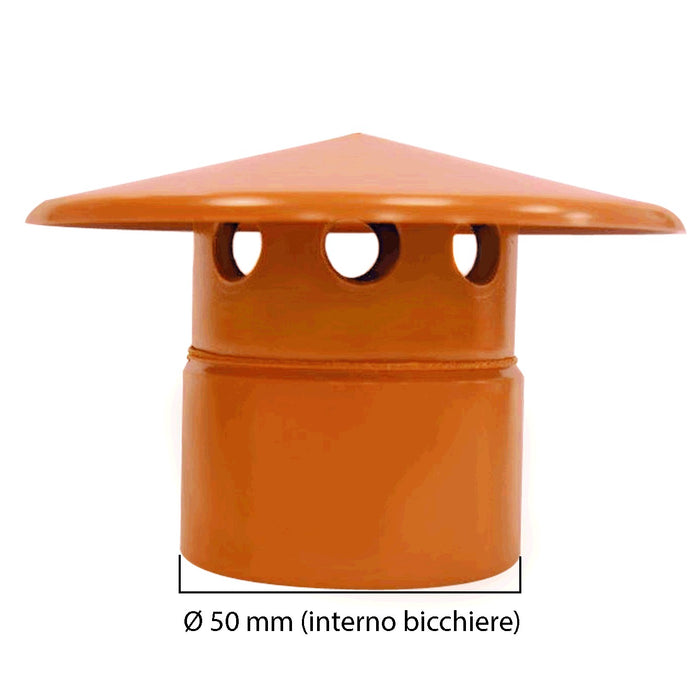 Testa esalatore  in pvc : Colore - "Tegola" - RAL 8023, Diametro - 50