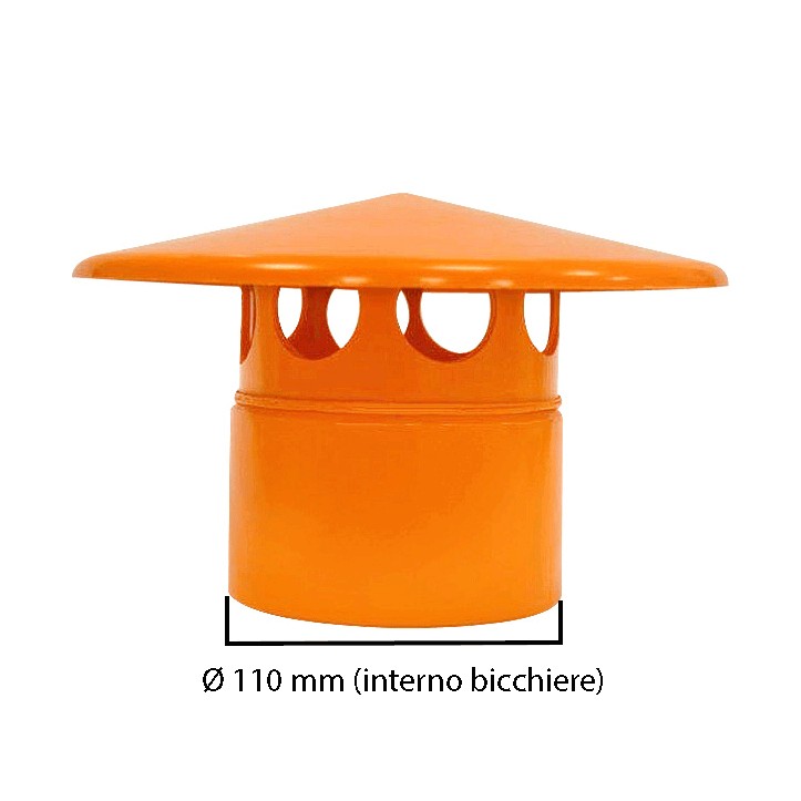 Testa esalatore  in pvc : Colore - Arancio, Diametro - 110