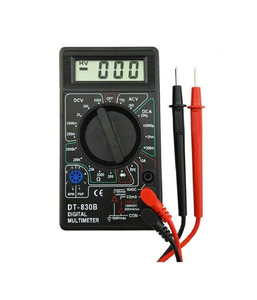 Tester Multimetro Digitale Con Puntali Volt Ampere Professionale Dt-830 B         