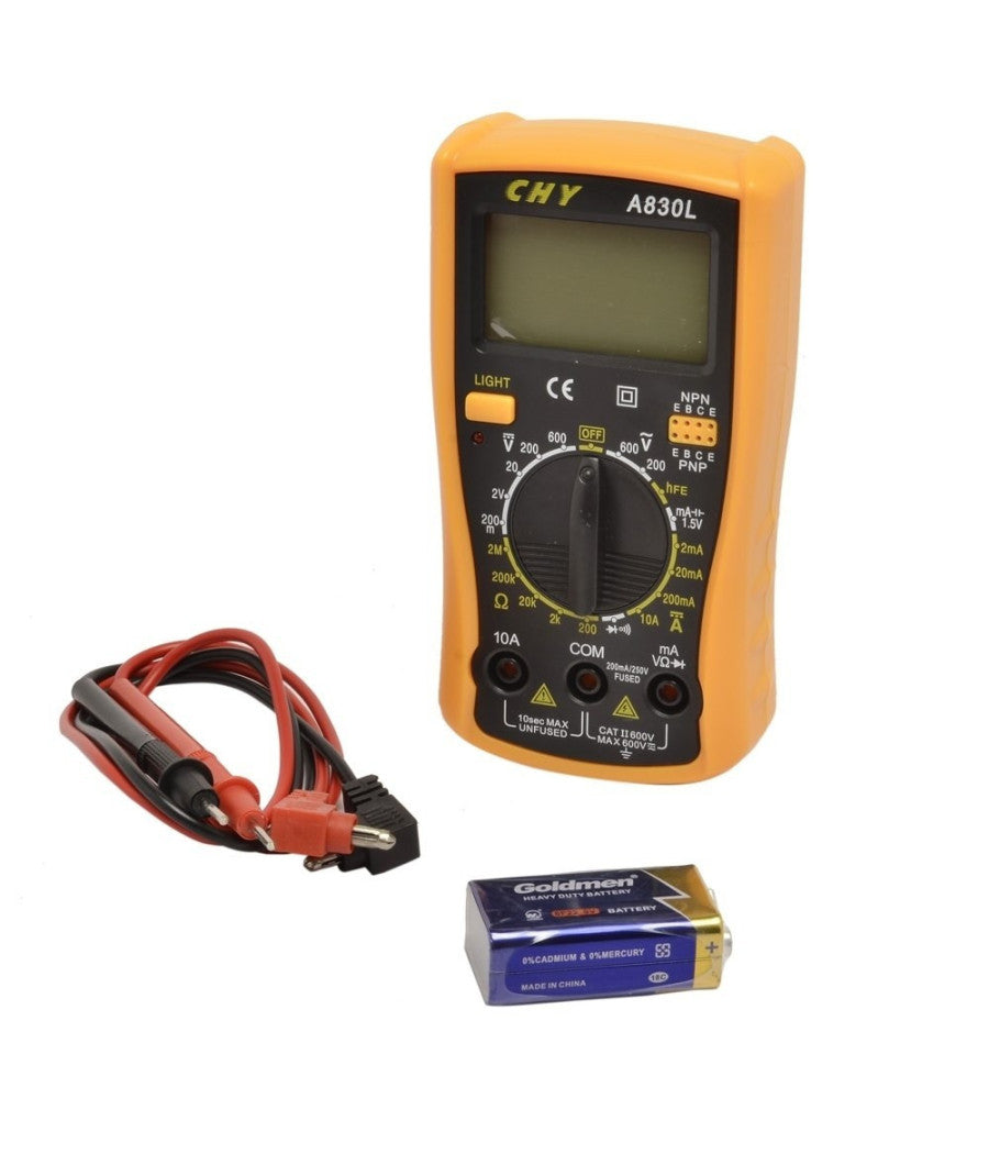 Tester Multimetro Digitale Lcd Con Puntali Professionale Ampere A830l         