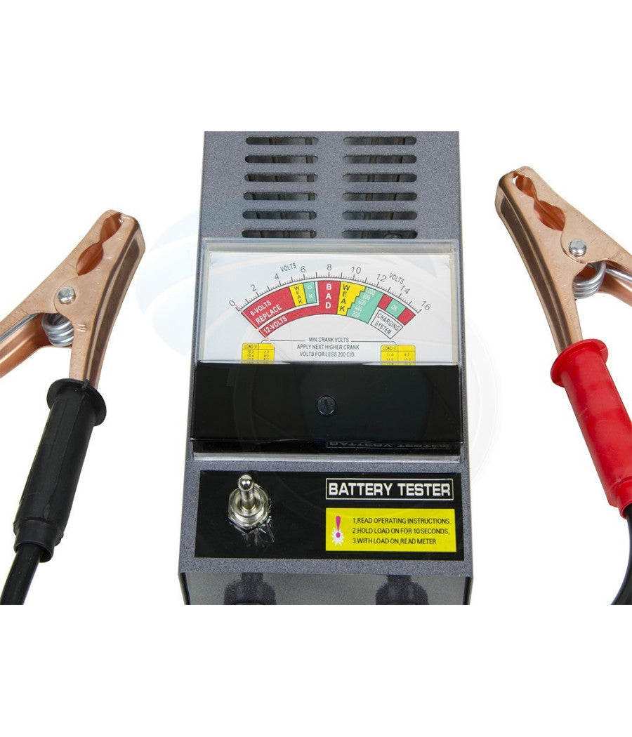 Tester Portatile Per Controllo Batteria Auto Moto Da 100 Amp A 6v E 12v Con Cavi         