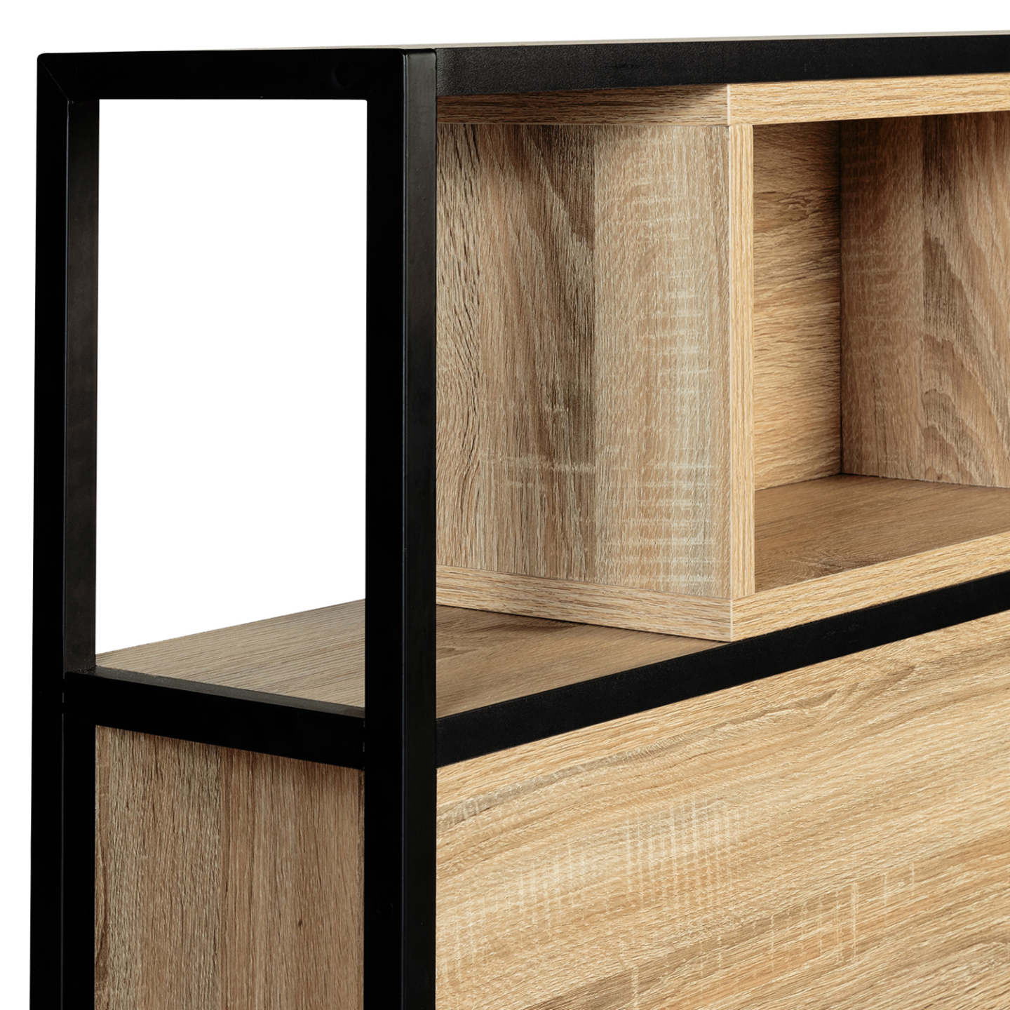 IDMarket - Testiera 145 cm design industriale legno e metallo nero DETROIT