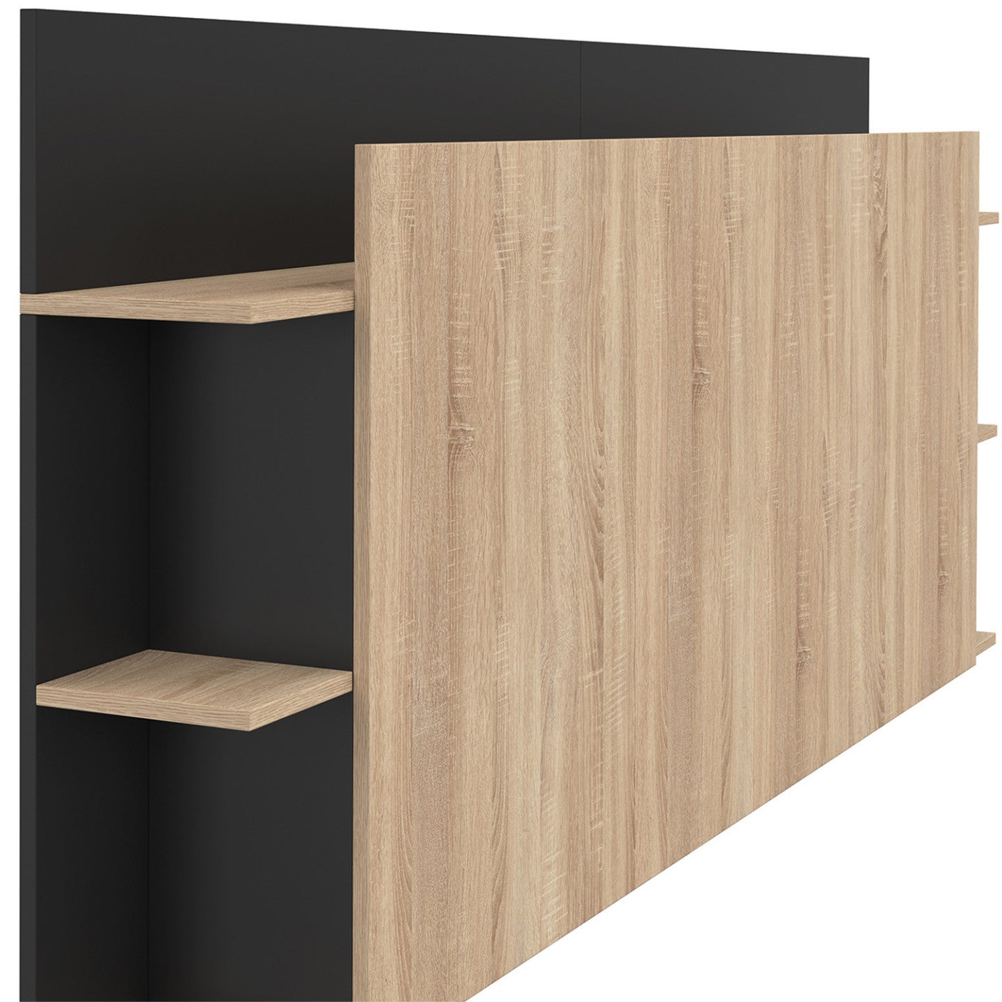 IDMarket - Testiera indipendente CIRI per letti da 140 e 160 cm con vani portaoggetti in legno e nero