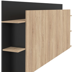 IDMarket - Testiera indipendente CIRI per letti da 140 e 160 cm con vani portaoggetti in legno e nero