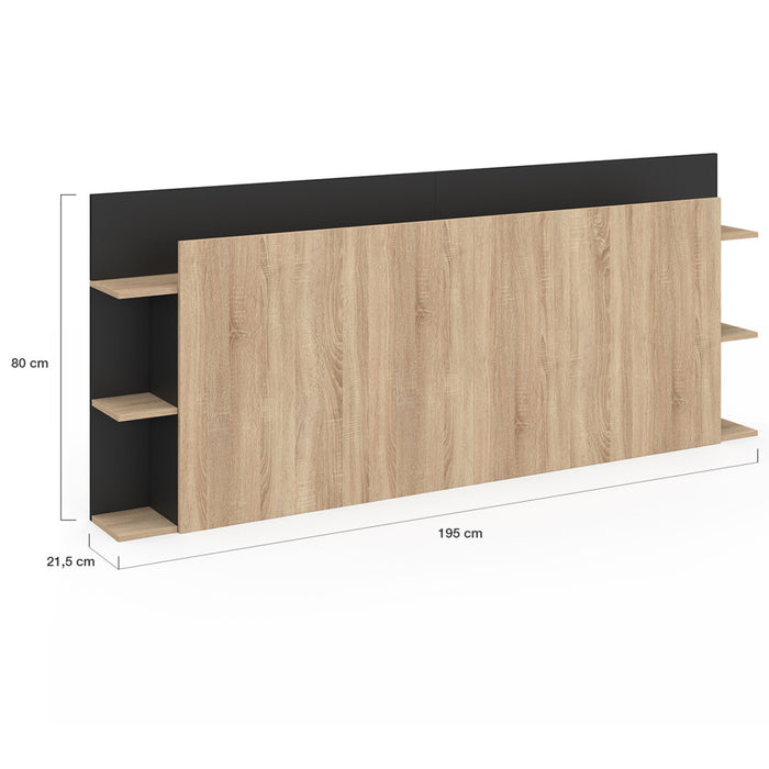 IDMarket - Testiera indipendente CIRI per letti da 140 e 160 cm con vani portaoggetti in legno e nero