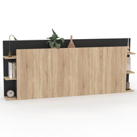 IDMarket - Testiera indipendente CIRI per letti da 140 e 160 cm con vani portaoggetti in legno e nero