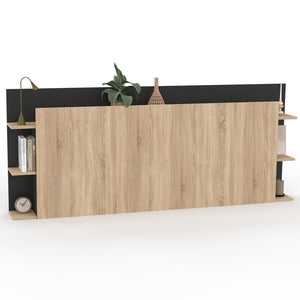 IDMarket - Testiera indipendente CIRI per letti da 140 e 160 cm con vani portaoggetti in legno e nero