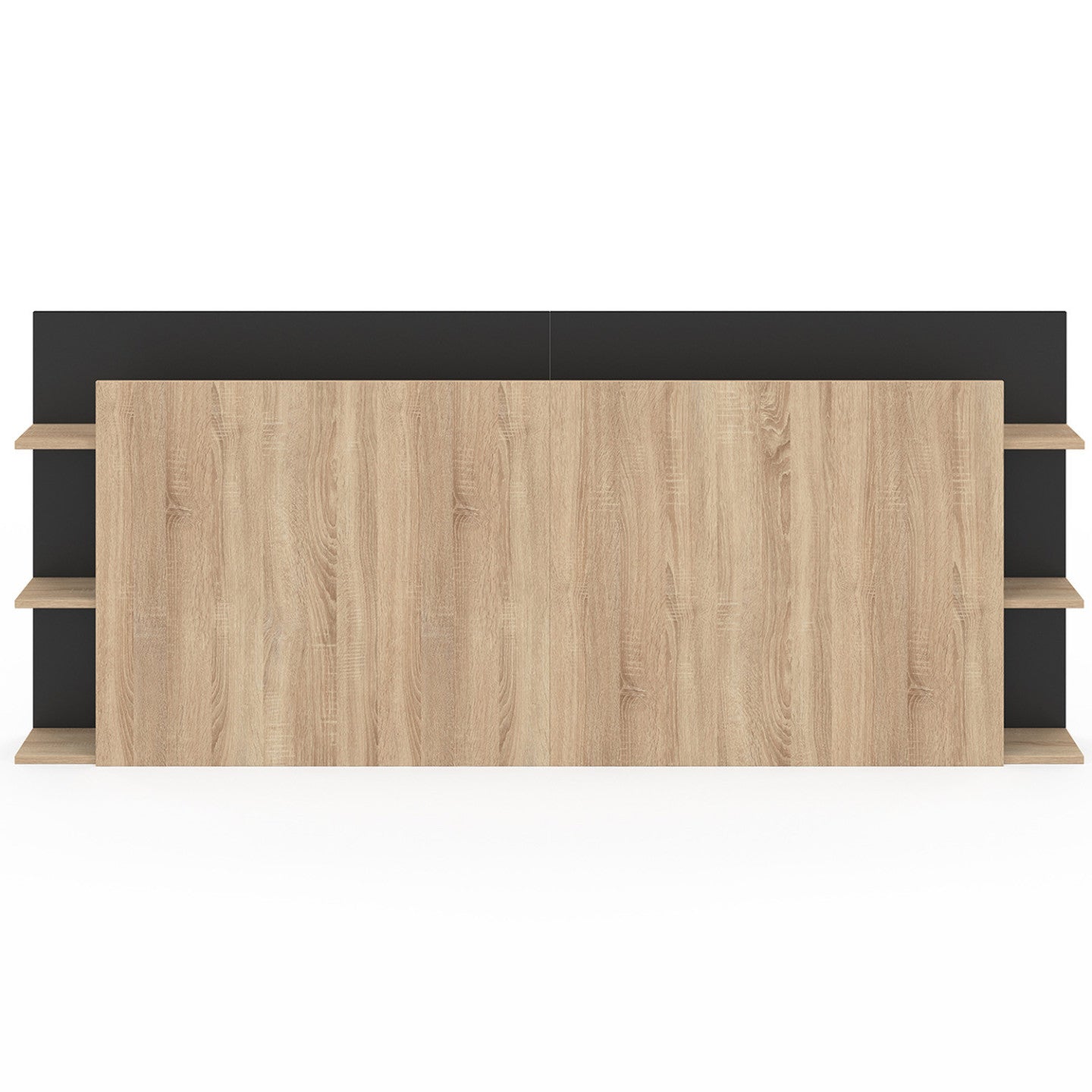 IDMarket - Testiera indipendente CIRI per letti da 140 e 160 cm con vani portaoggetti in legno e nero