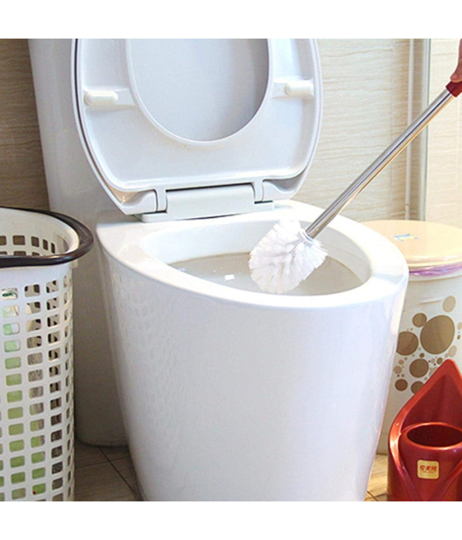 Testina Rotonda Di Ricambio Per Scopino Wc Spazzolone Pulizia Bagno Bianco 79826         