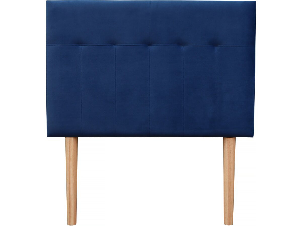 Testiera imbottita in velluto "Lya" - 90 x 100 cm - Blu scuro