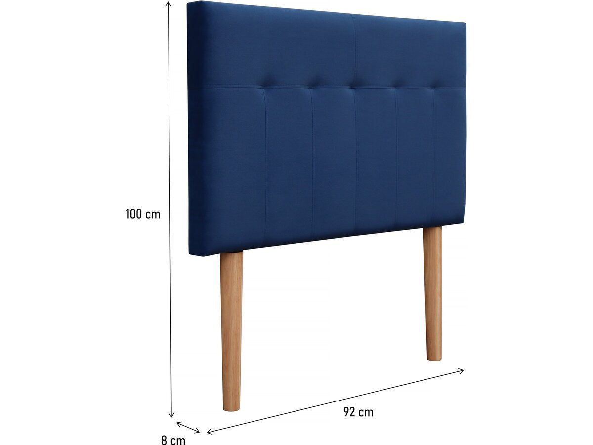 Testiera imbottita in velluto "Lya" - 90 x 100 cm - Blu scuro
