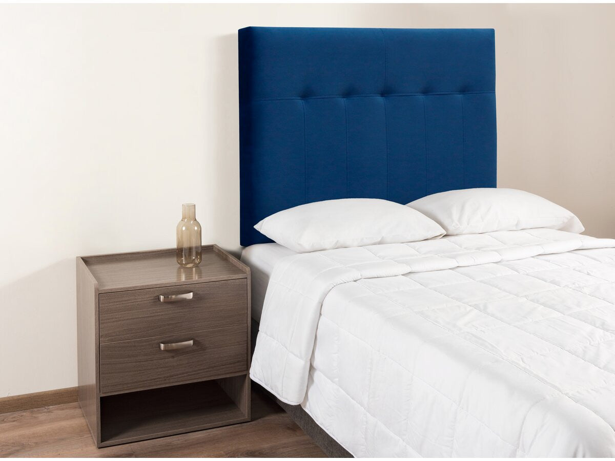 Testiera imbottita in velluto "Lya" - 90 x 100 cm - Blu scuro