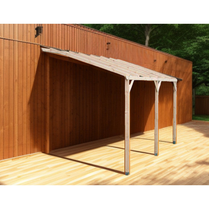 Tettoia a muro per posto auto il legno Trattato senza copertura