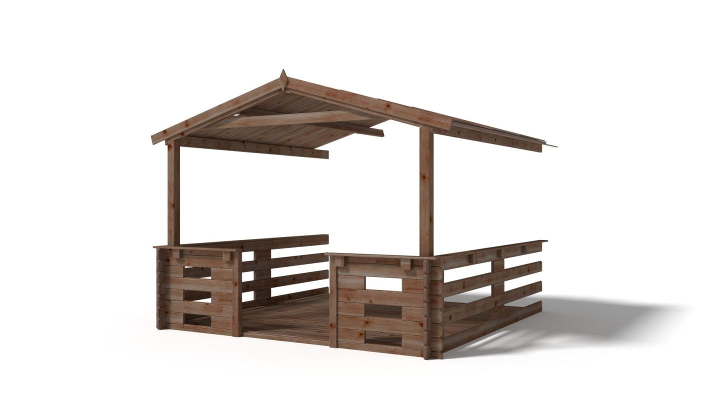 Tettoia di terazzo in legno - 3x3m - impregnata - colore marrone - DOM539 - ALTANKA