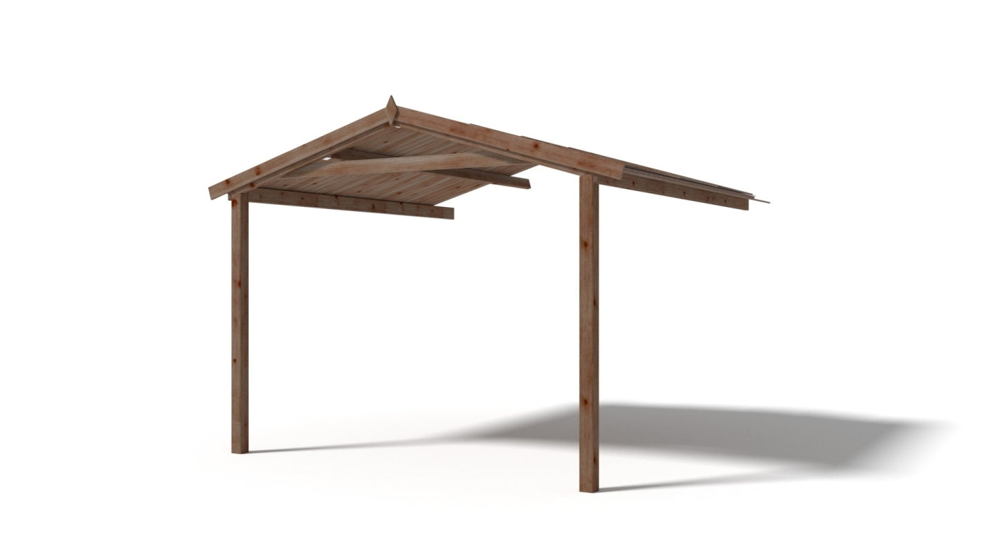 Tettoia di terazzo in legno - 3x3m - impregnata - colore marrone - DOM539 - ALTANKA