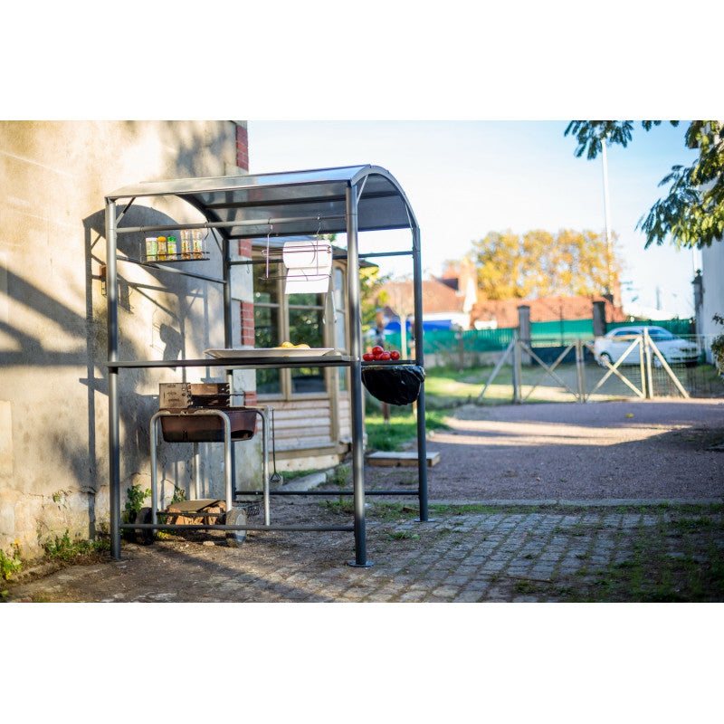 Tettoia per Barbecue Carport BBQ in Acciaio 167x128x202 con Accessori