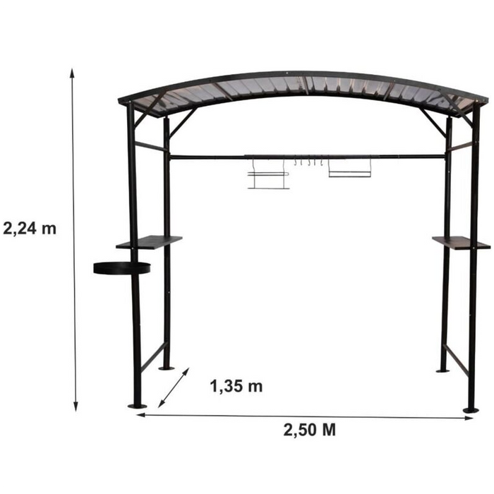 Tettoia per Barbecue Carport BBQ in Acciaio 167x128x202 con Accessori