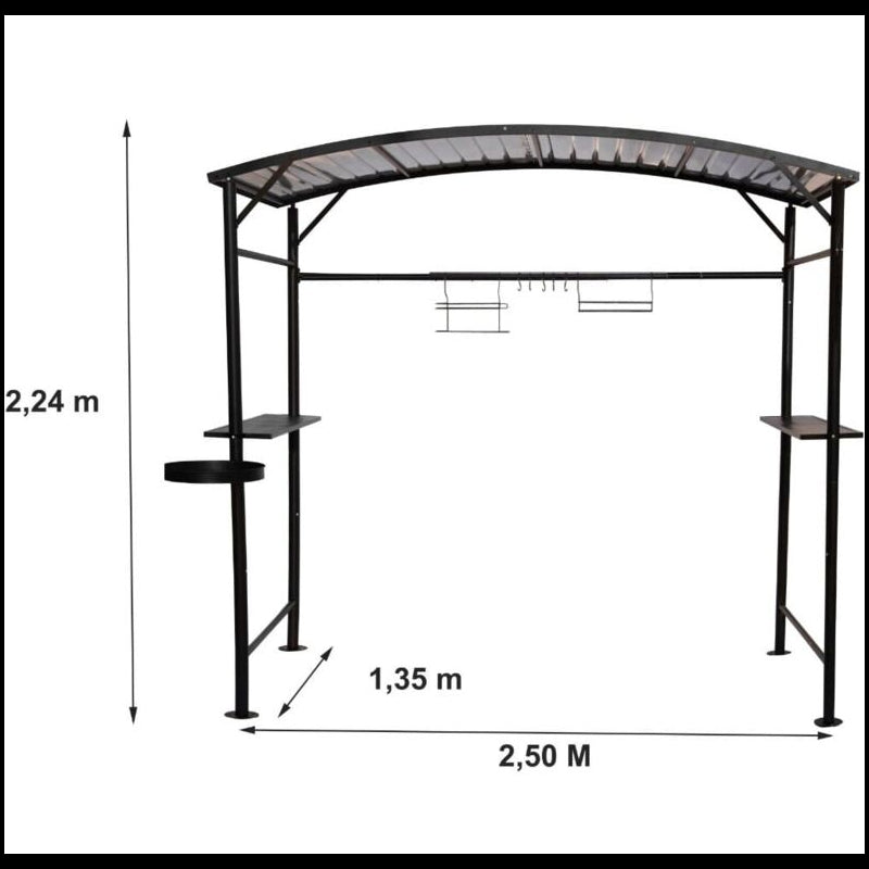 Tettoia per Barbecue Carport BBQ in Acciaio 167x128x202 con Accessori