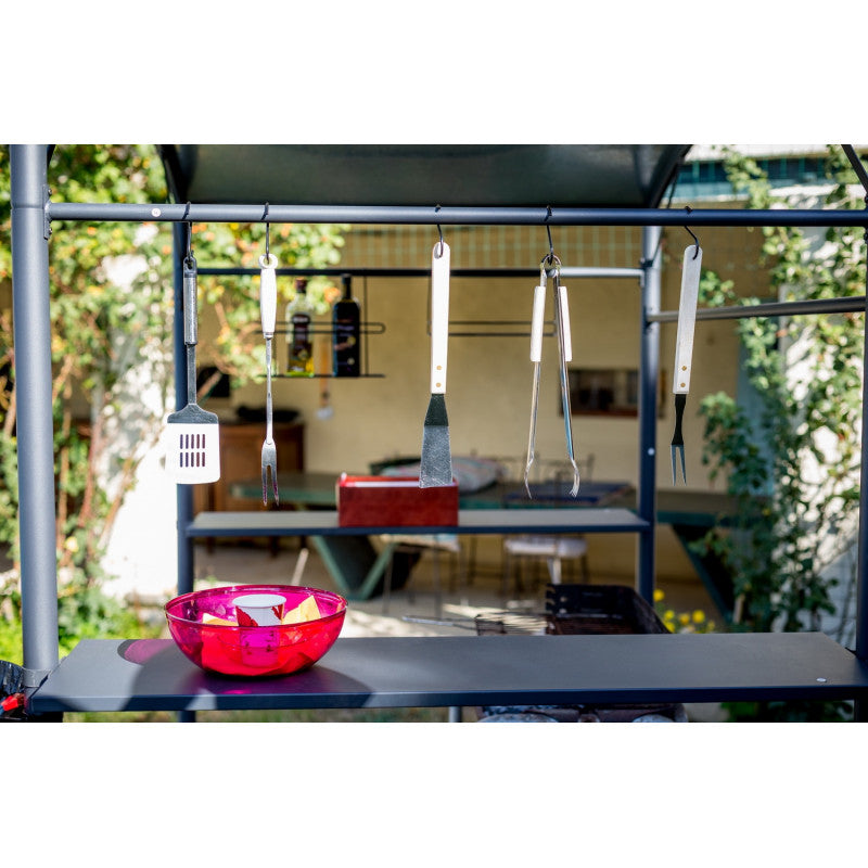 Tettoia per Barbecue Carport BBQ in Acciaio 167x128x202 con Accessori