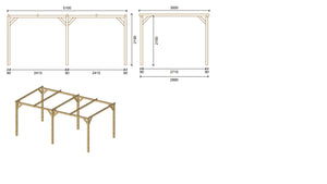 Tettoia posto auto coperto in legno 3.00x5.10 m - 15.30 m2 - CAR1 - ALTANKA