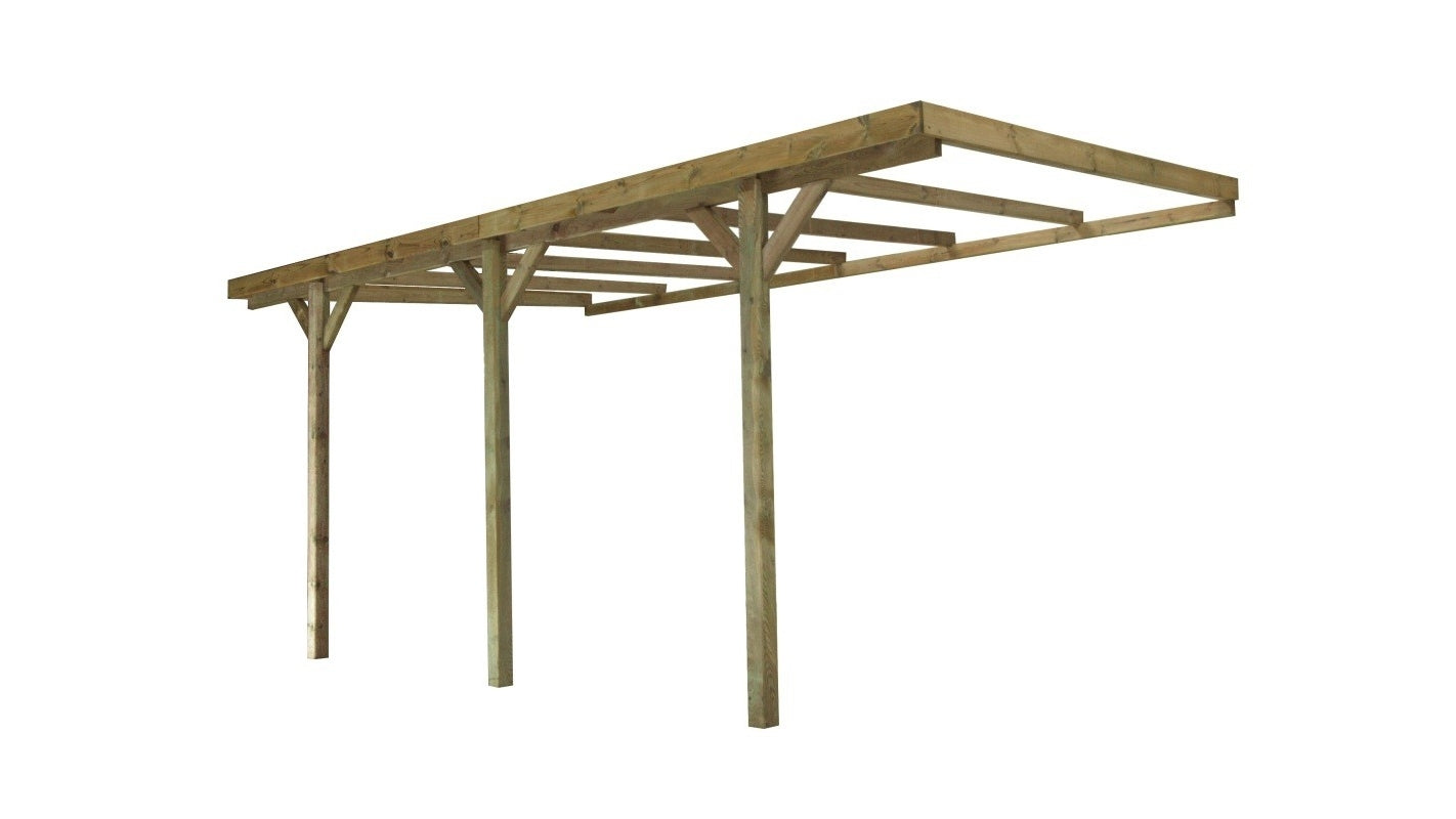 Tettoia posto auto coperto in legno 3.00x5.24 m - 15.00 m2 - addossato  - CAR6 - ALTANKA