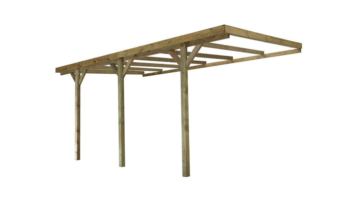 Tettoia posto auto coperto in legno 3.00x5.24 m - 15.00 m2 - addossato  - CAR6 - ALTANKA