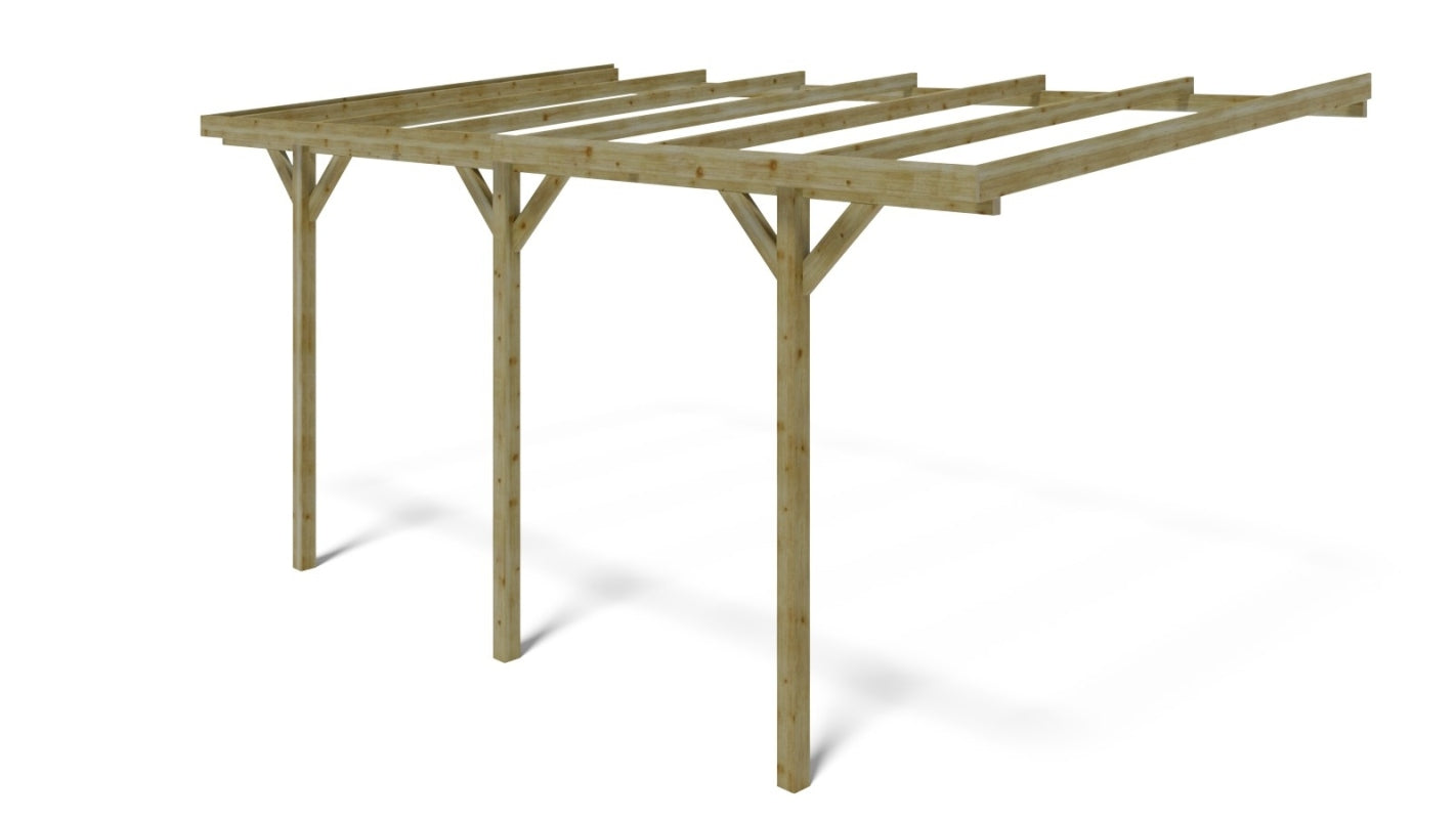 Tettoia posto auto coperto in legno 3.00x5.24 m - 15.00 m2 - addossato  - CAR6 - ALTANKA