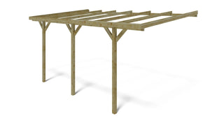 Tettoia posto auto coperto in legno 3.00x5.24 m - 15.00 m2 - addossato  - CAR6 - ALTANKA