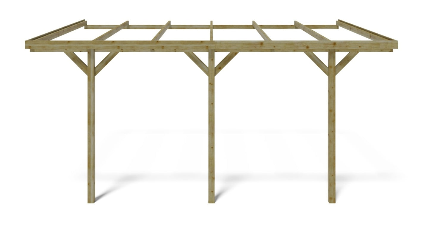 Tettoia posto auto coperto in legno 3.00x5.24 m - 15.00 m2 - addossato  - CAR6 - ALTANKA