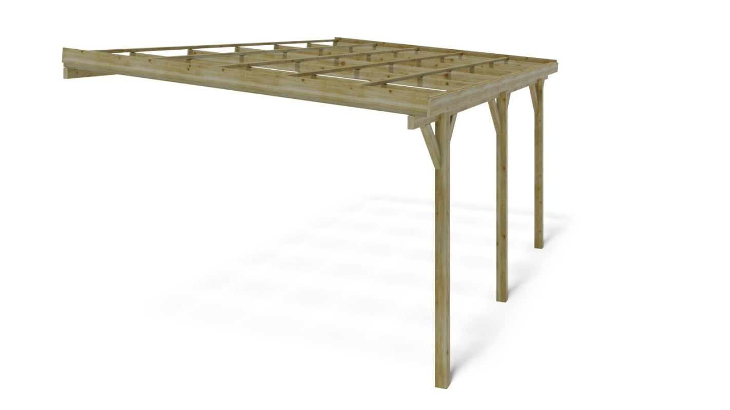 Tettoia posto auto coperto in legno 3.00x5.24 m - 15.00 m2 - addossato  - CAR7-2 - ALTANKA
