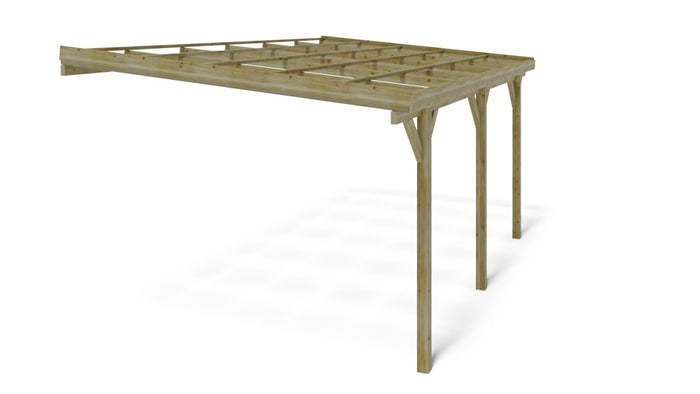 Tettoia posto auto coperto in legno 3.00x5.24 m - 15.00 m2 - addossato  - CAR7-2 - ALTANKA