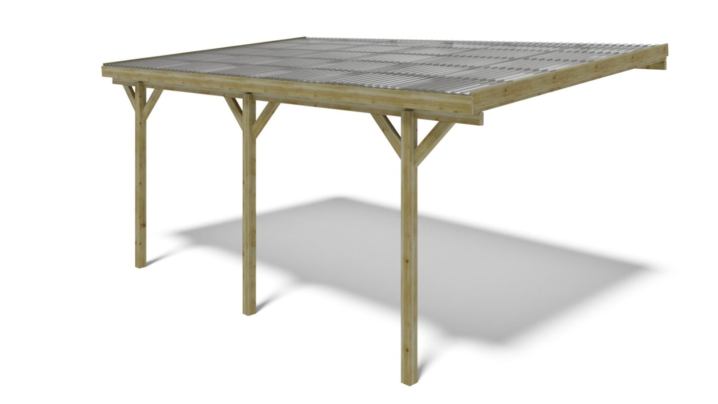 Tettoia posto auto coperto in legno 3.00x5.24 m - 15.00 m2 - copertura PVC   - CAR7-2PVCTR - ALTANKA