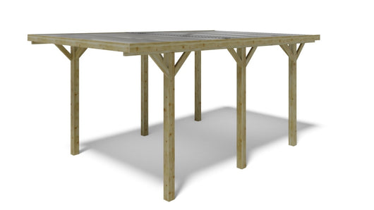 Tettoia posto auto coperto in legno 3.04x5.12 m - 15.56 m2 - copertura PVC   - CAR10PVCTR - ALTANKA