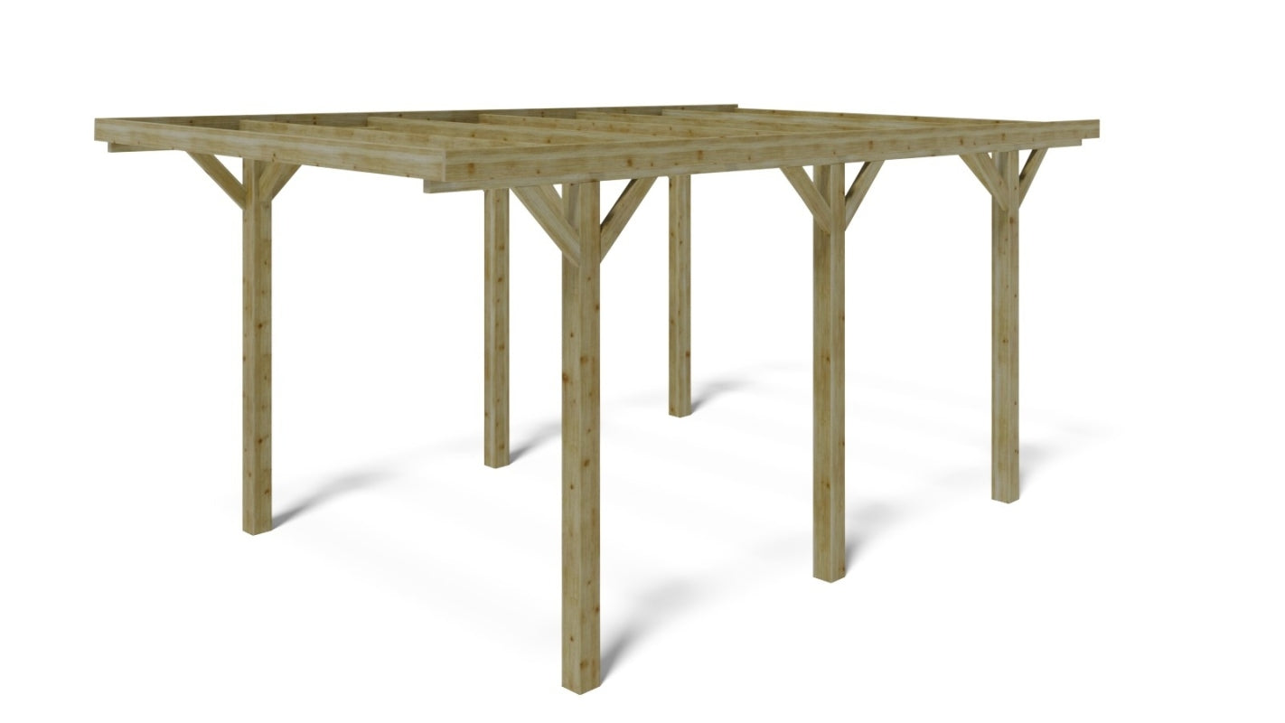 Tettoia posto auto coperto in legno 3.04x5.12 m - 15.56 m2 - CAR10 - ALTANKA