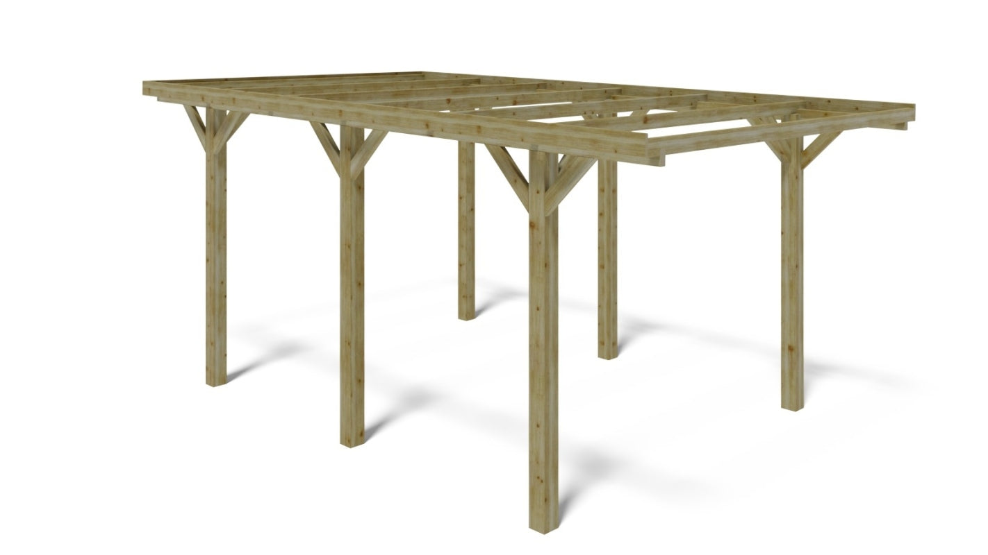 Tettoia posto auto coperto in legno 3.04x5.12 m - 15.56 m2 - CAR10 - ALTANKA
